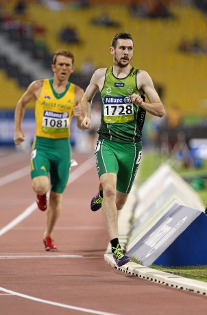 30 October 2015; Ireland's Michael McKillop, right, from Glengormley, Co. Antrim, in action alongside eventual second place finisher Australia's Brad Scott, during the Men's 1500m T37 final, in which he finished first with a time of 4:16.19. IPC Athletics World Championships. Doha, Qatar. Picture credit: Marcus Hartmann / SPORTSFILE *** NO REPRODUCTION FEE ***