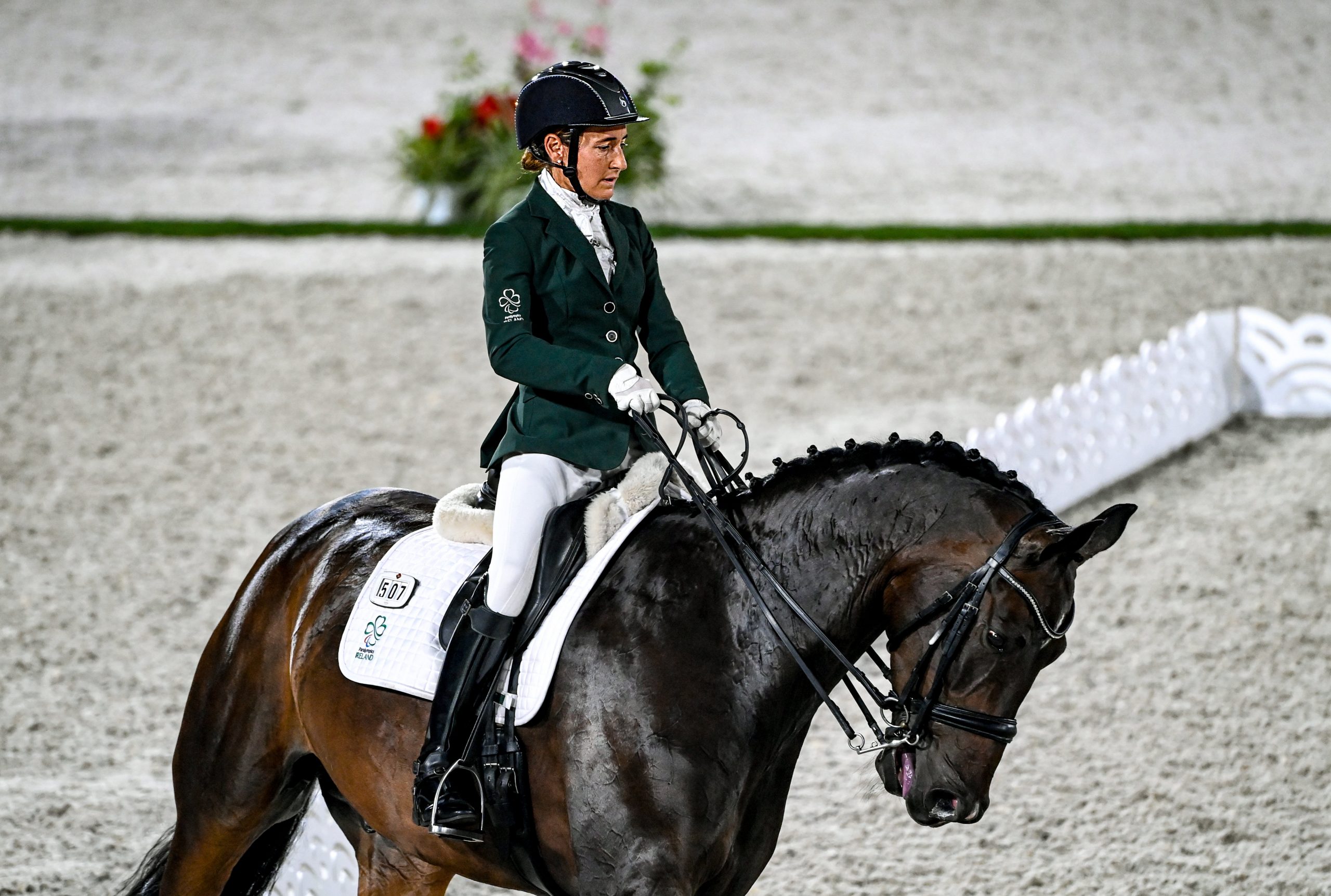 26 August 2021; Tamsin Addison of Ireland on Fahrenheit competes in the Grade V Dressage Individual Test at the Equestrian Park on day two during the Tokyo 2020 Paralympic Games in Tokyo, Japan. Photo by Sportsfile