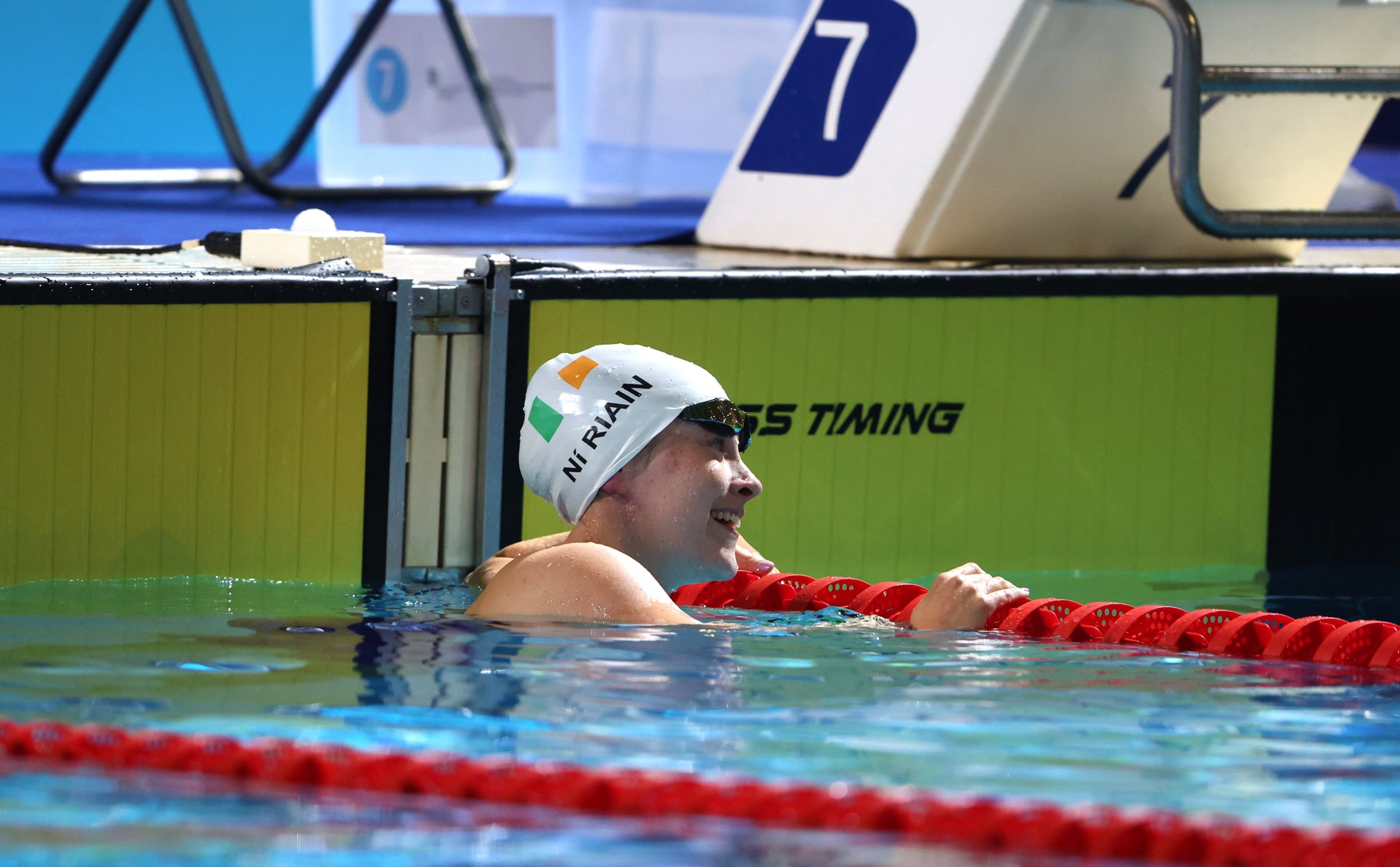 15 June 2022; Roisin Ni Riain of Ireland reacts after the final of the100m backstroke S13 class on day four of the 2022 World Para Swimming Championships at the Complexo de Piscinas Olímpicas do Funchal in Madeira, Portugal. Photo by Ian MacNicol/Sportsfile *** NO REPRODUCTION FEE ***