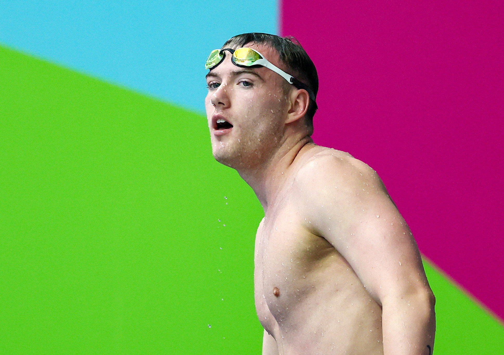 4 August 2023; Barry McClements of Ireland after competing in the Men's 400m Freestyle S9 heats during day five of the World Para Swimming Championships 2023 at Manchester Aquatics Centre in Manchester. Photo by Paul Greenwood/Sportsfile *** NO REPRODUCTION FEE ***