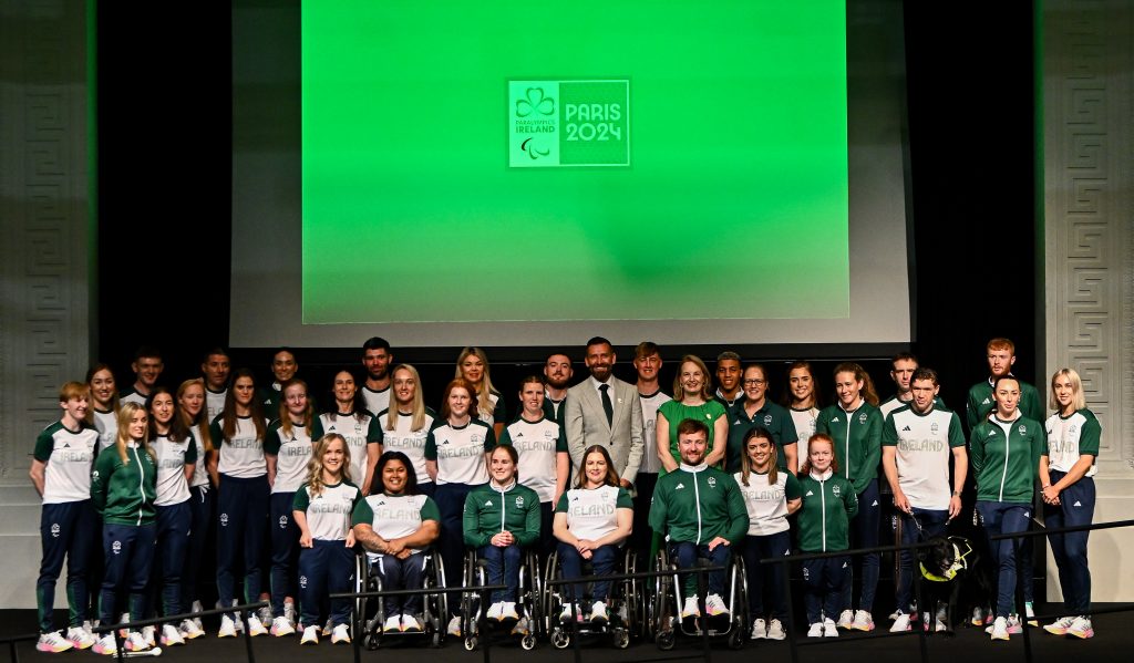 A full team photo of Team Ireland on stage