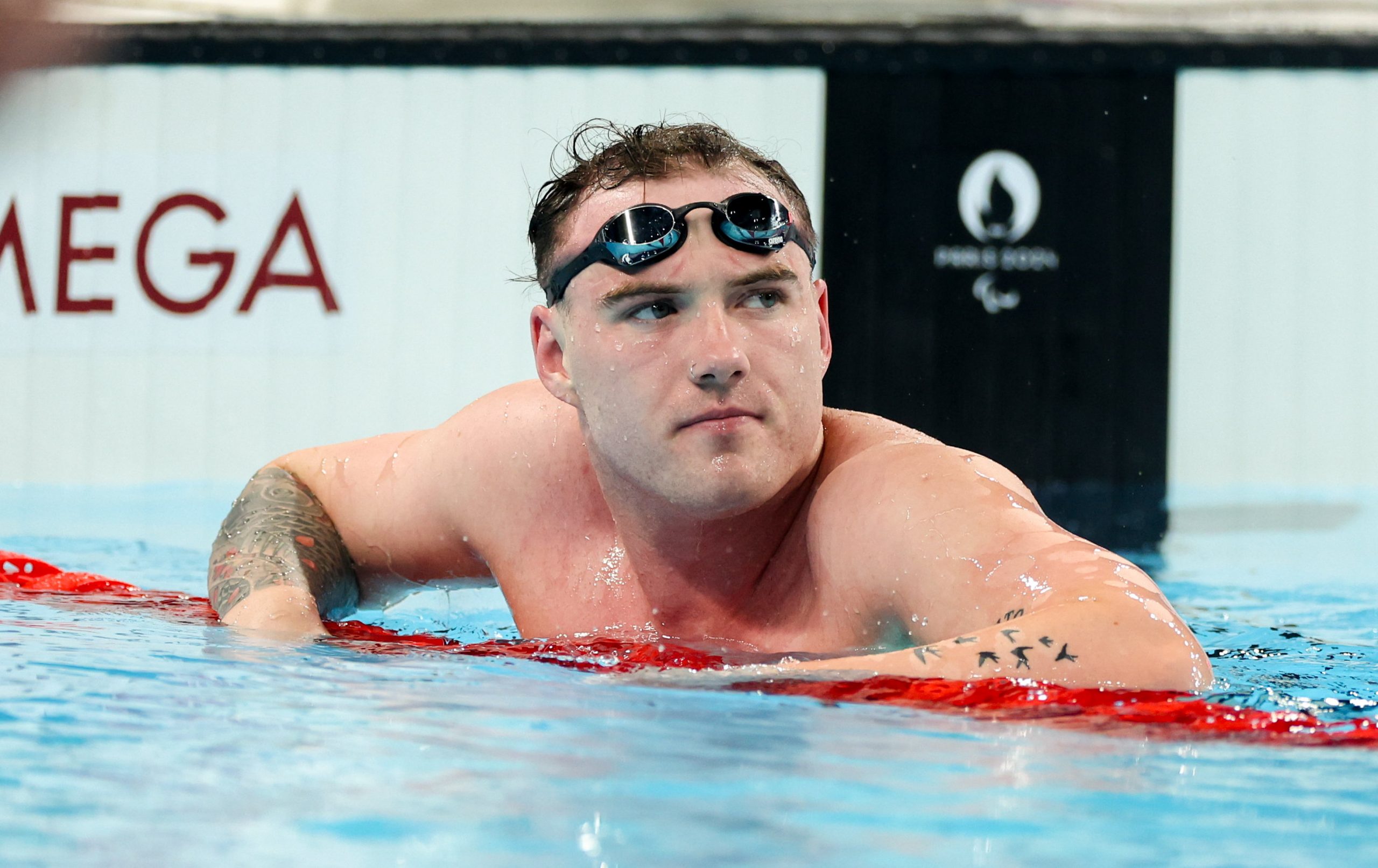 6 September 2024; Barry McClements of Ireland after the men's S9 100m butterfly final on day nine of the Paris 2024 Paralympic Games at La Defense Arena in Paris, France. Photo by Ian MacNicol/Sportsfile *** NO REPRODUCTION FEE ***