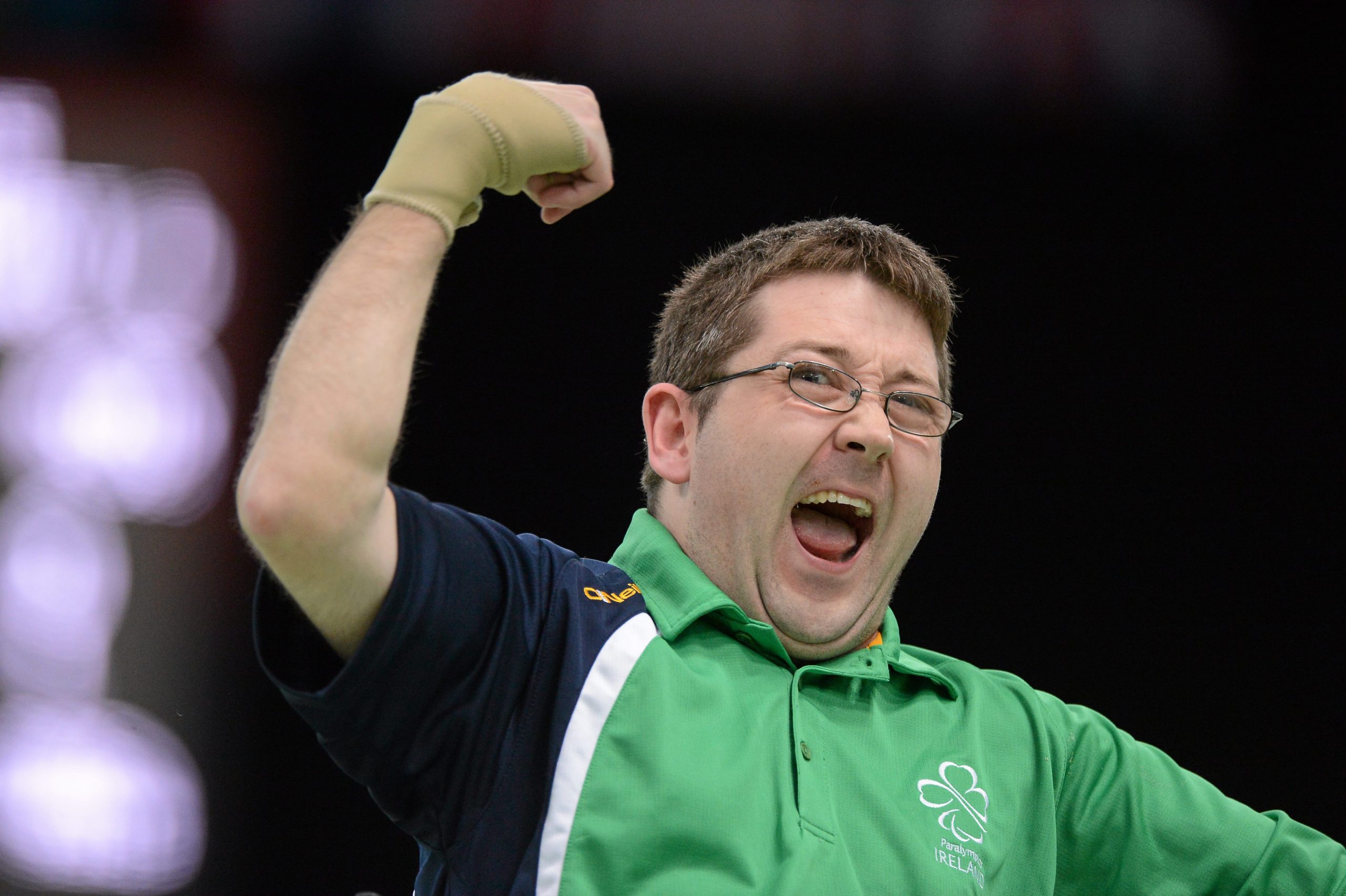 2 September 2012; Ireland's Padraic Moran, from Bray, Co. Wicklow, reacts during the boccia mixed team BC1-2 against Brazil. Ireland lost the match 11-2. London 2012 Paralympic Games, Boccia, ExCeL Arena, Royal Victoria Dock, London, England. Picture credit: Brian Lawless / SPORTSFILE *** NO REPRODUCTION FEE ***
