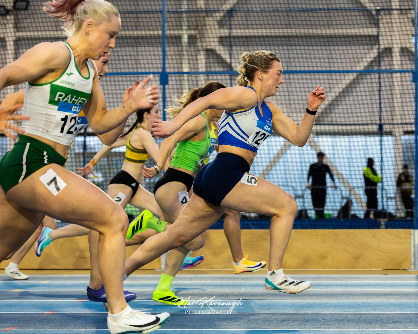 Orla Comerford racing. Side photo of start line